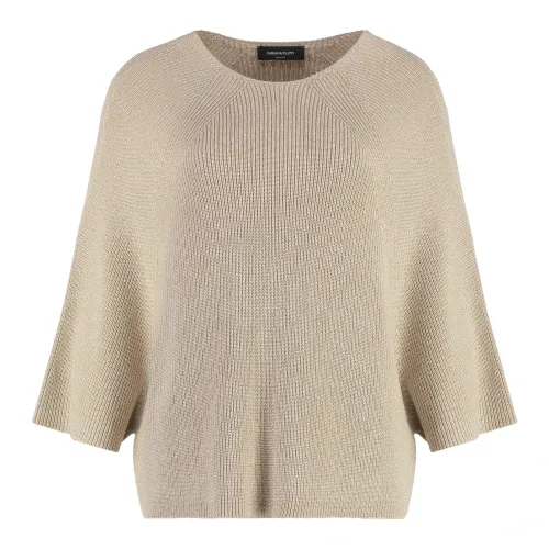 Fabiana Filippi , Cotton blend crew-neck sweater ,Beige female, Sizes: