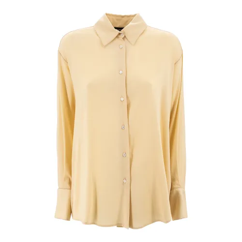 Fabiana Filippi , Crepe Texture Shirts with Box-Pleat Detail ,Yellow female, Sizes: