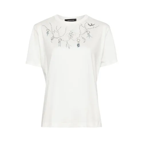 Fabiana Filippi , Fabula-print cotton T-shirt ,White female, Sizes: