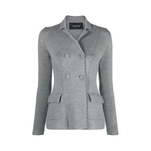 Fabiana Filippi , Grey Merino Wool Blazer ,Gray female, Sizes: