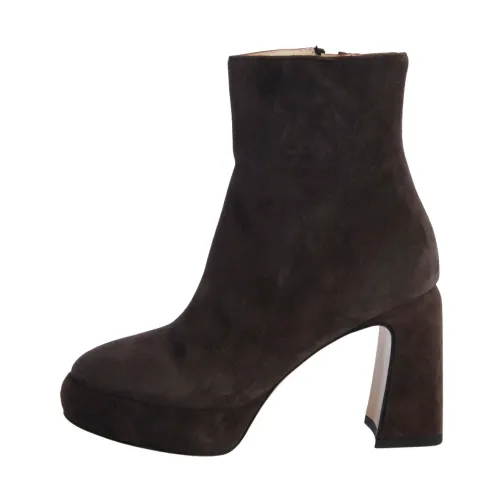 Fabiana Filippi , Le Fabian Brown Leather Platform Ankle Boots ,Brown female, Sizes: