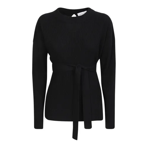 Fabiana Filippi , Ribbed pullover with open back ,Black female, Sizes:
