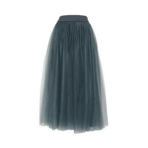 Fabiana Filippi , Tulle Skirt with Elastic Waist ,Green female, Sizes: