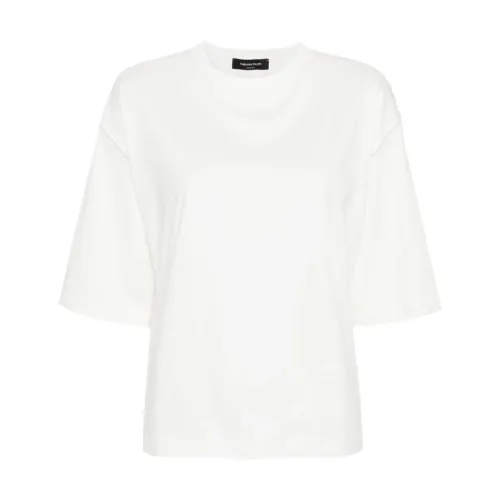 Fabiana Filippi , White Cotton Jersey T-shirts and Polos with Chain-link Detailing ,White female, Sizes: