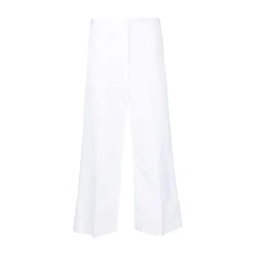 Fabiana Filippi , White Cotton Poplin Wide Leg Trousers ,White female, Sizes: