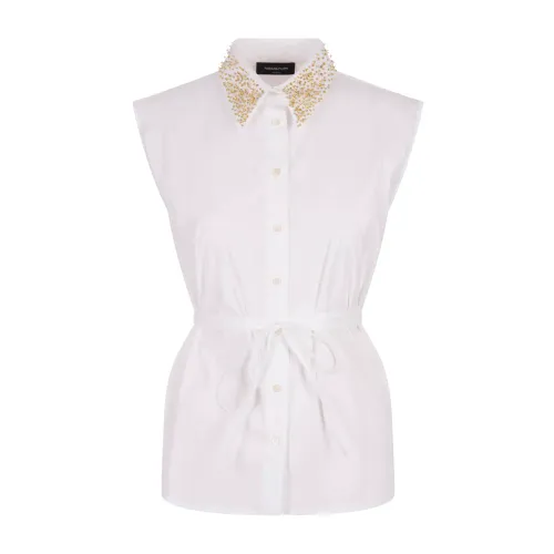 Fabiana Filippi , White Sleeveless Jewelled Collar Shirt ,White female, Sizes: