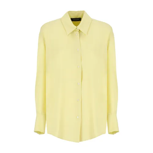 Fabiana Filippi , Yellow Viscose Shirt with Asymmetric Hem ,Yellow female, Sizes:
