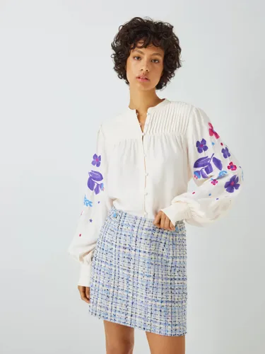 Fabienne Chapot Harry Floral Embroidered Balloon Sleeve Blouse, Cream White - Cream White - Female