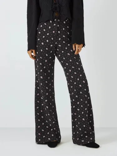 Fabienne Chapot Puck Floral Spot Print Flared Trousers, Grape/Black - Grape/Black - Female