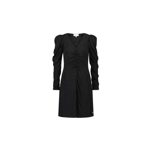 Fabienne Chapot , Vera Short Dress with Ruffled Puff Sleeves ,Black female, Sizes: