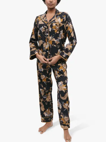 Fable & Eve Brixton Floral Print Pyjamas, Black/Multi - Black/Multi - Female