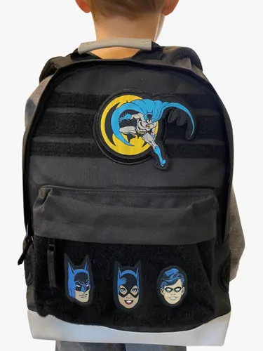 Fabric Flavours Kids' Batman Interchangeable Badges Backpack, Black - Black - Unisex
