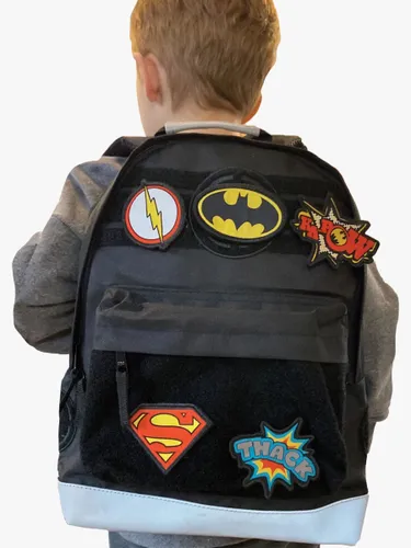 Fabric Flavours Kids' Justice League Interchangeable Badges Backpack, Black - Black - Unisex
