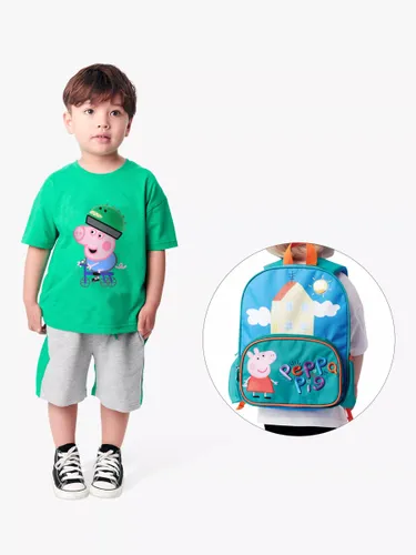 Fabric Flavours Kids' Peppa Pig George Bike T-Shirt & Backpack Set, Green/Multi - Green/Multi - Unisex - Size: 1-2 years