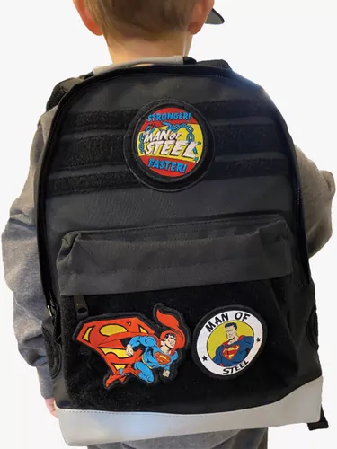 Fabric Flavours Kids' Superman Interchangeable Badges Backpack, Black - Black - Unisex