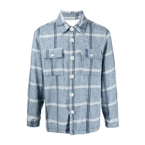 Family First , Clear Blue Checked Flannel Shirt ,Blue male, Sizes: