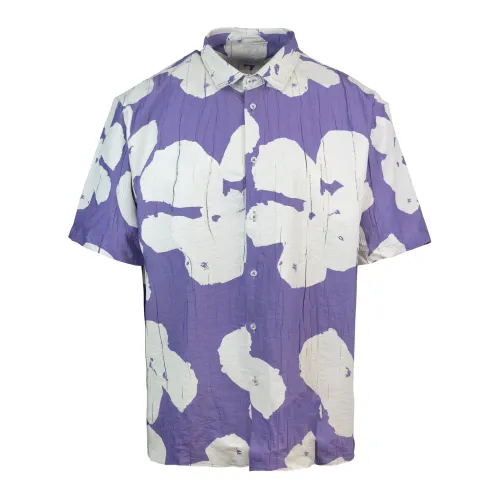 Family First , Lilac Floral Bowling Shirt ,Purple male, Sizes: