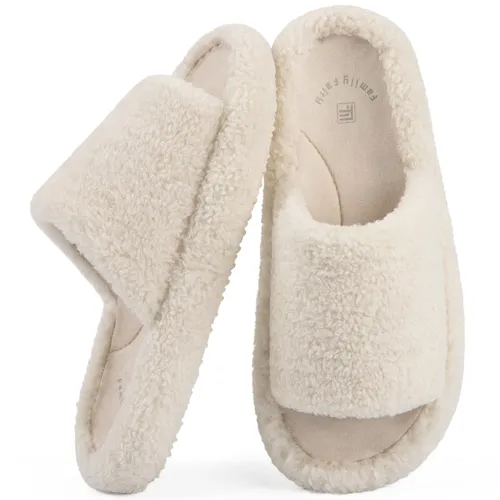 FamilyFairy Women's Fluffy Slippers Cozy Memory Foam House