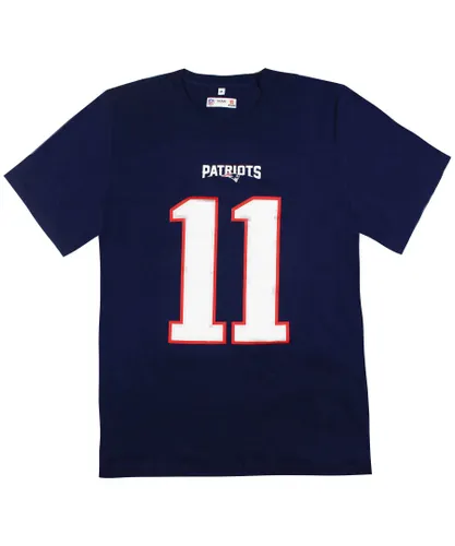 Fanatics Mens NFL New England Patriots Julian Edelman 11 T-Shirt - Blue Cotton