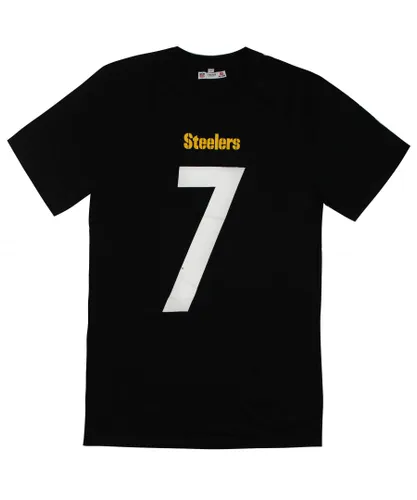 Fanatics Mens NFL Pittsburgh Steelers Ben Roethlisberger 7 T-Shirt - Black Cotton