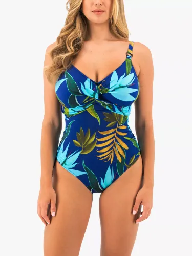 Fantasie Pichola Tropical Print Underwired Twist Front Swimsuit, Tropical Blue - Tropical Blue - Female