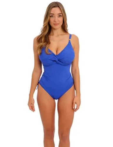 Fantasie Womens Beach Waves Wired Scoop Neck Swimsuit - 32D - Blue, Blue