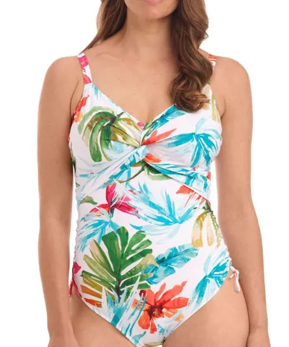 Fantasie Womens Kiawah Island Twist Front Swimsuit With Adjustable Leg - White Polyamide