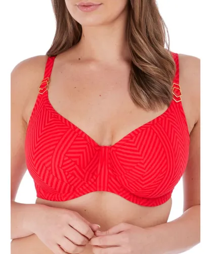 Fantasie Womens Long Island Balcony Bikini Top Lollipop - Red Nylon