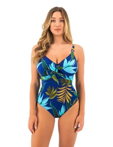Fantasie Womens Pichola Floral Wired Twist Front Swimsuit - 32D - Blue Mix, Blue Mix