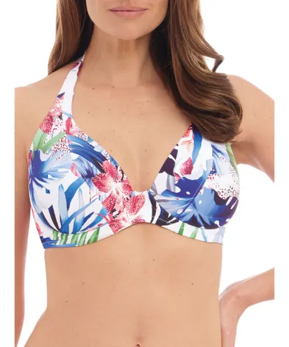 Fantasie Womens Santa Catalina Halter Plunge Bikini Top Blue Depths Nylon