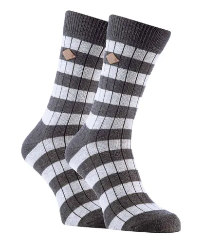 Farah 2 Pairs Mens Cotton Patterned Striped Ribbed Boot Socks