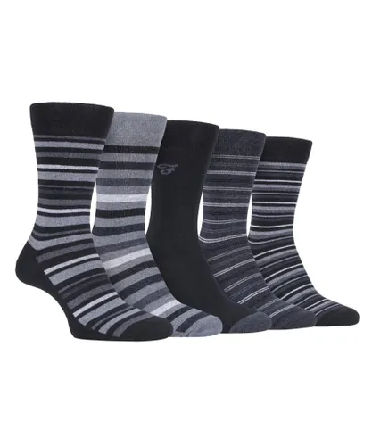 Farah - 5 Pack Mens Thin Breathable Classic Striped Patterned Soft Top Cotton Dress Socks - FCS271BLKCHA (Striped) - Multicolour