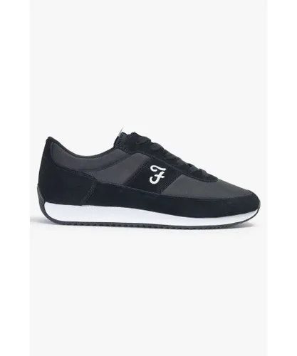 Farah Footwear Mens Black 'Leon' Casual Lace Up Trainers Leather