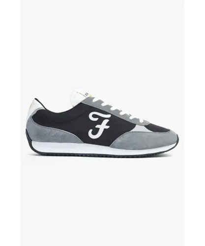 Farah Footwear Mens Black 'Santo' Casual Lace Up Trainers Leather