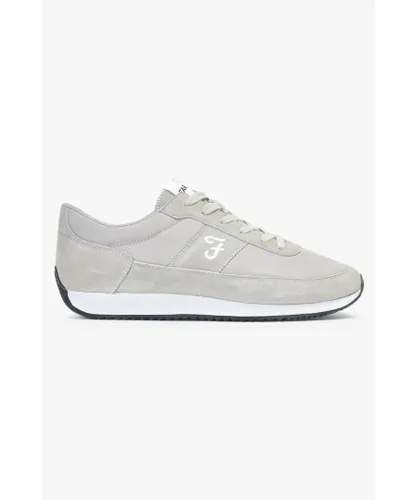Farah Footwear Mens Light Grey 'Leon' Casual Lace Up Trainers Leather