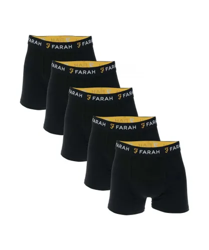 Farah Mens Chorley 5 Pack Boxer Shorts in Black Cotton