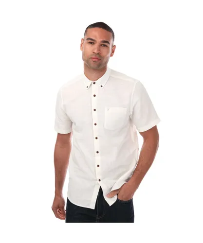 Farah Mens Densmore Short Sleeve Shirt in Chalk - Off-White Cotton