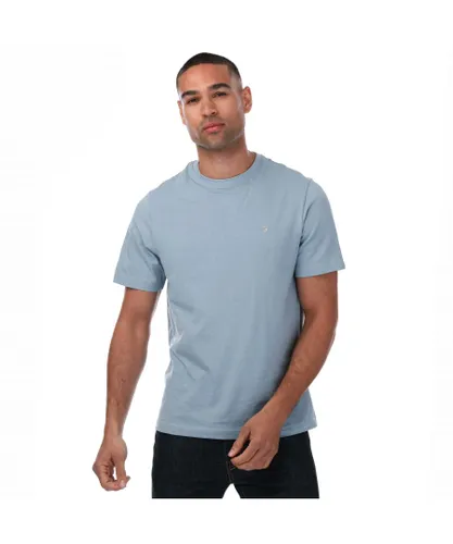 Farah Mens Eddie Crew T-Shirt in Denim - Blue Cotton