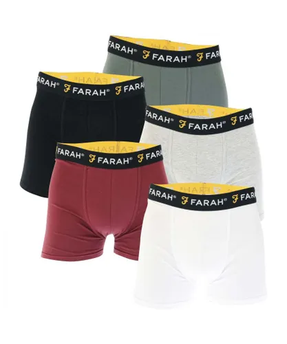 Farah Mens Gavier 5 Pack Boxer Shorts in Multi colour - Multicolour Cotton