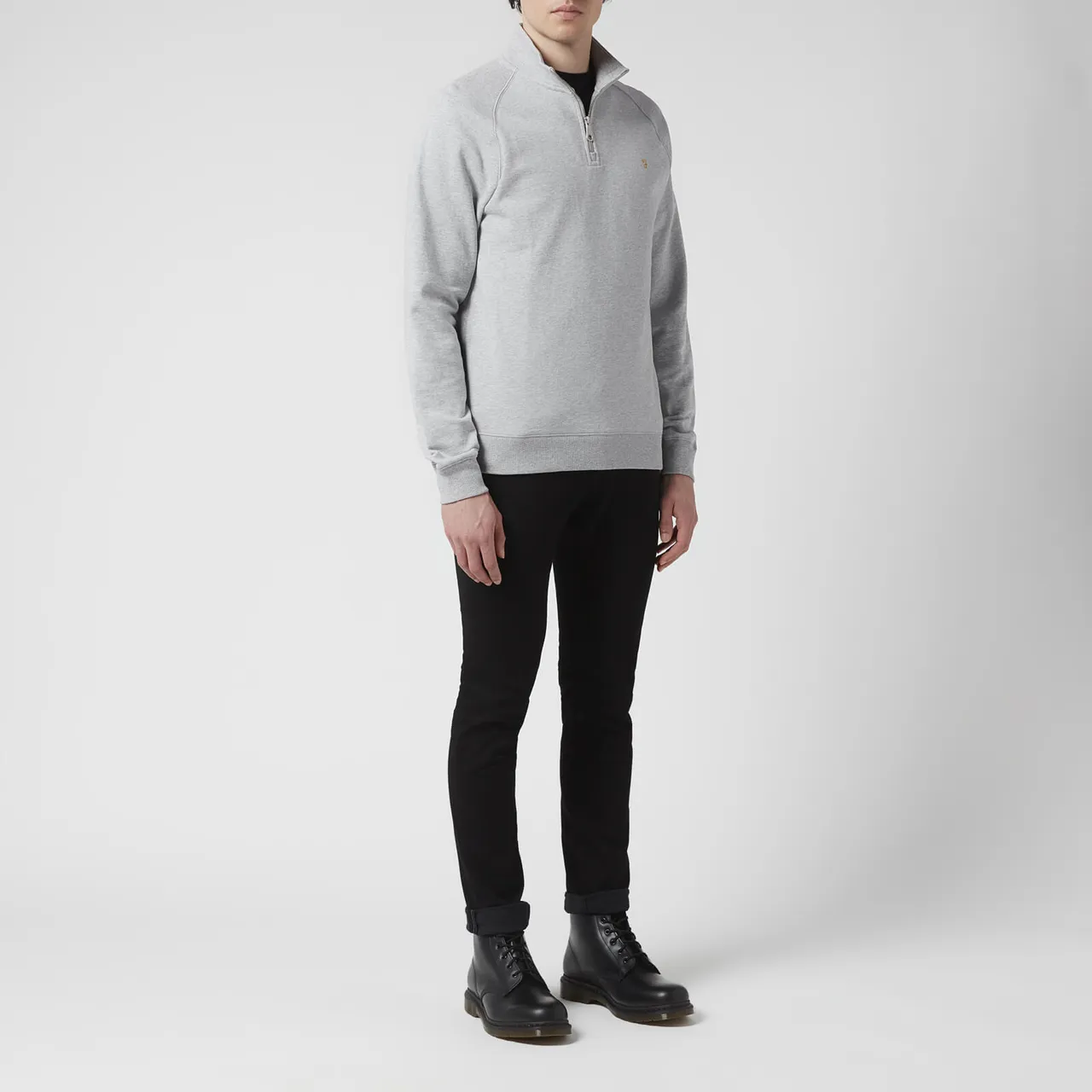 Farah Men's Jim Quarter Zip Sweatshirt - Light Grey Marl