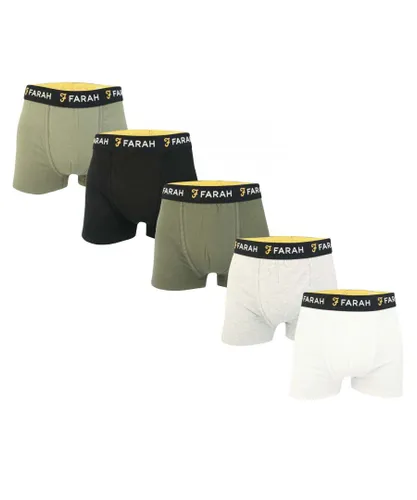 Farah Mens Renzo 5 Pack Boxer Shorts in Khaki Cotton