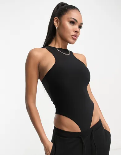 Fashionkilla sculpted racer neck bodysuit in black
