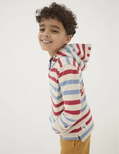 Fatface Boys Pure Cotton Striped Hoodie (3-13 Yrs) - 4-5 Y - Natural Mix, Natural Mix