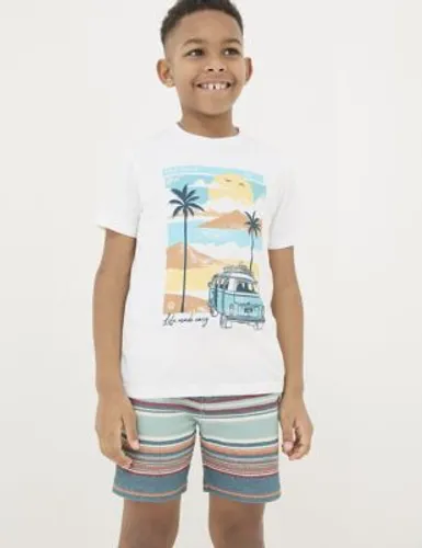 Fatface Boys Pure Cotton VW Summer Graphic T-Shirt (3-13 Yrs) - 4-5 Y - Natural Mix, Natural Mix