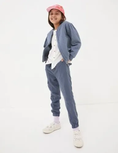 Fatface Girls Cotton Rich Quilted Bomber Jacket (3-13 Yrs) - 3-4 Y - Blue, Blue