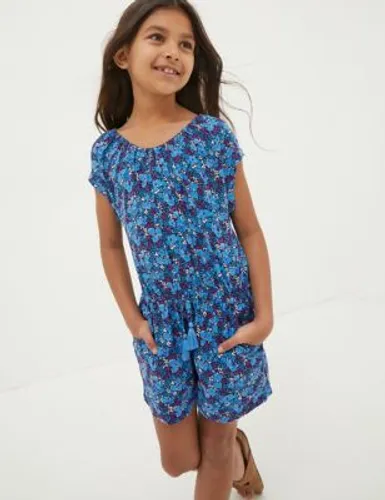 Fatface Girls Ditsy Floral Playsuit (3-13 Yrs) - 4-5 Y - Blue Mix, Blue Mix
