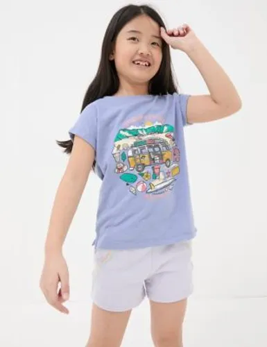 Fatface Girls Pure Cotton VW Graphic T-Shirt (3-13 Years) - 4-5 Y - Blue Mix, Blue Mix