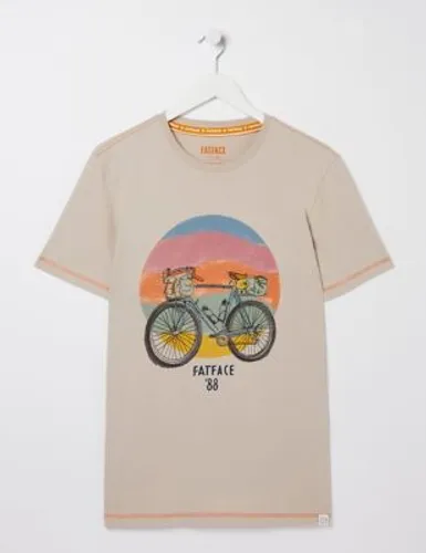 Fatface Mens Pure Cotton Bicycle Graphic T-Shirt - XLREG - Beige Mix, Beige Mix