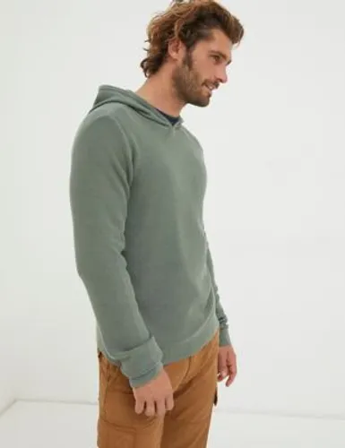 Fatface Mens Pure Cotton Knitted Hoodie - S - Green, Green