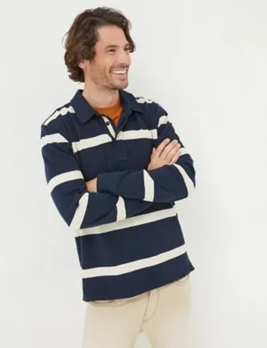 Fatface Mens Pure Cotton Striped Rugby Shirt - M - Navy Mix, Navy Mix